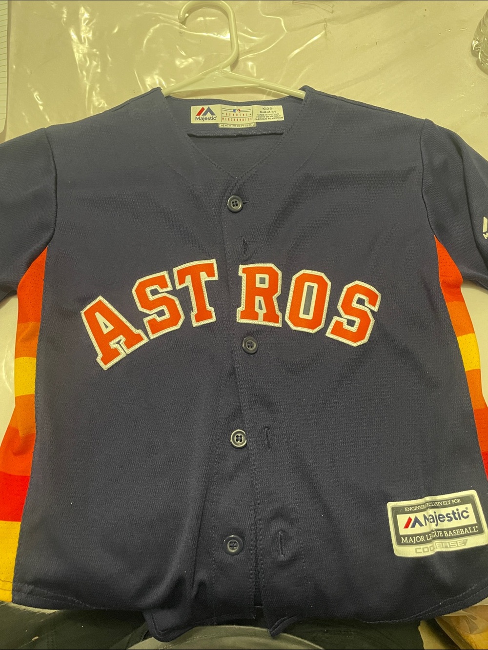 Majestic Kids Navy Houston 'Astros' Button Baseball Jersey